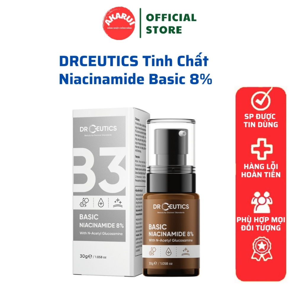 DRCEUTICS Tinh Chất Niacinamide Basic 8% DrCeutics Cho Da Dầu Mụn
