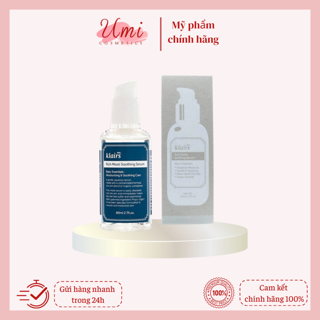 Serum Klairs Tinh Chất Dưỡng Ẩm Sâu Klairs Rich Moist Soothing Serum 80ml