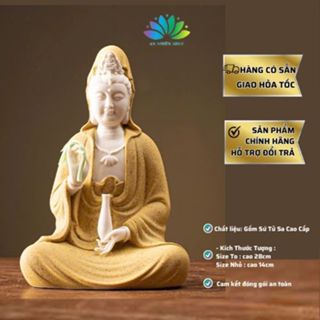 Tượng Quan Âm Bồ Tát Tự Tại An Nhiên Gốm Tử Sa Cao Cấp, Tượng Phật Decor Phòng Khách Đem Lại Tài Lộc