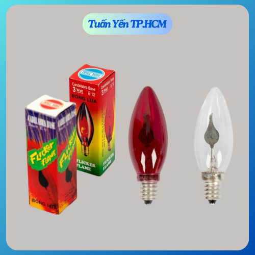 Bóng đèn trái ớt - bóng lửa 3W Hòa Thái Đỏ - Trắng thay thế ở bàn thờ