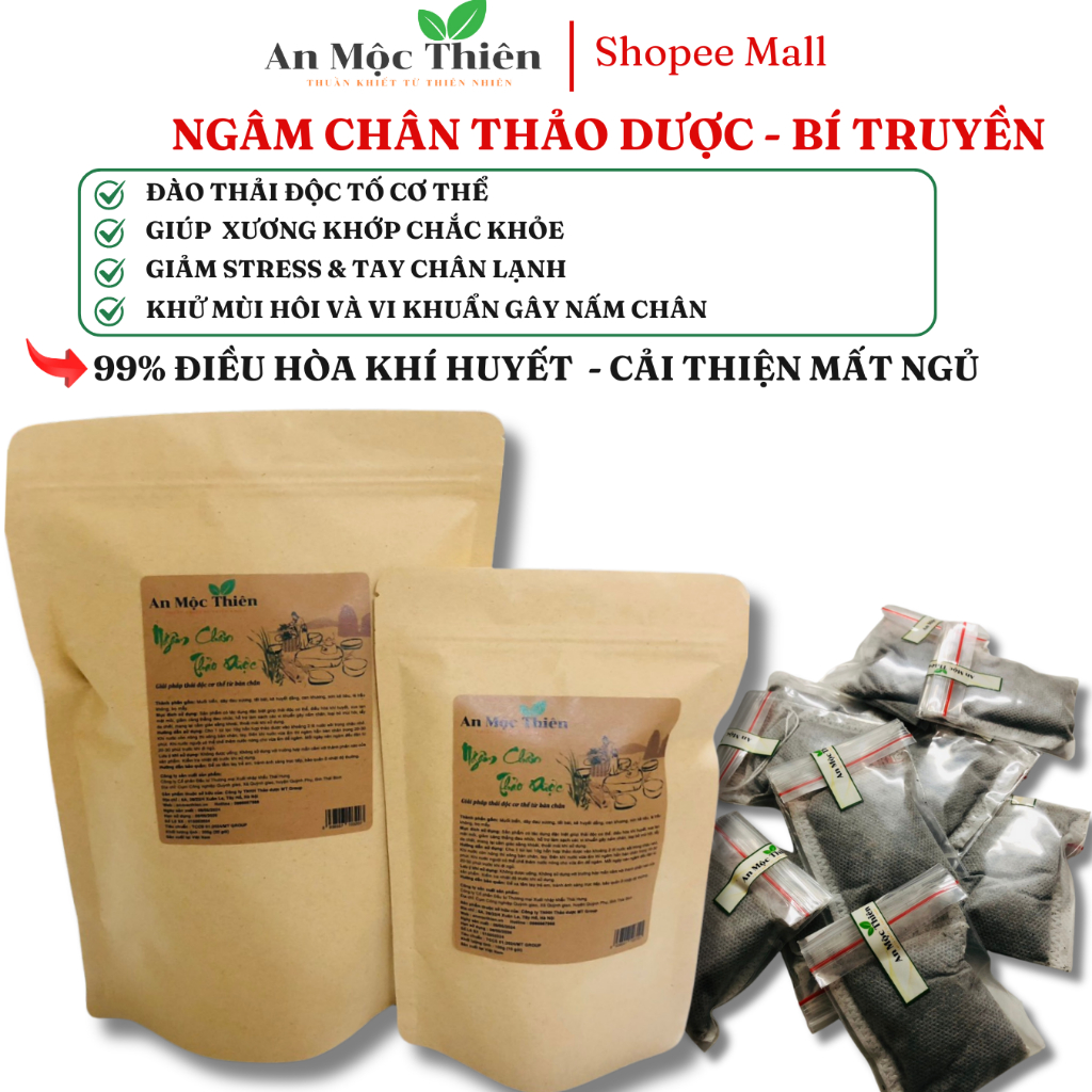 Bịch 20 Túi zip bột Thảo Dược Ngâm Chân An Mộc Thiên giúp thải độc cơ thể cải thiện chứng mất ngủ