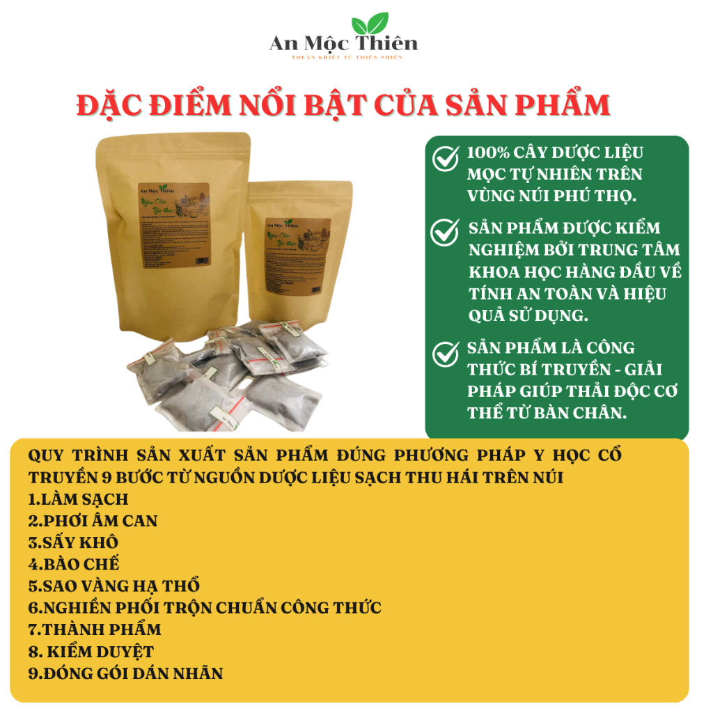 Bịch 20 Túi zip bột Thảo Dược Ngâm Chân An Mộc Thiên giúp thải độc cơ thể cải thiện chứng mất ngủ