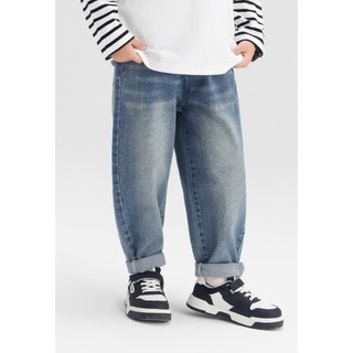 Quần jean bé trai cạp chun quần dài bò dáng baggy trẻ em size đại 50kg Magickids quần jeans trơn Quần áo trẻ em QD24012