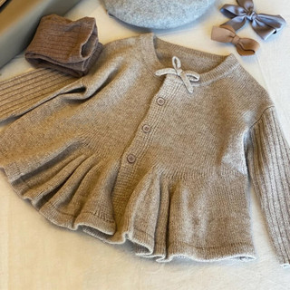  Áo khoác bé gái khoác len cardigan viền xoè giả váy điệu đà chất mềm mịn dày dặn chuẩn dáng cho bé từ 8-21kg 