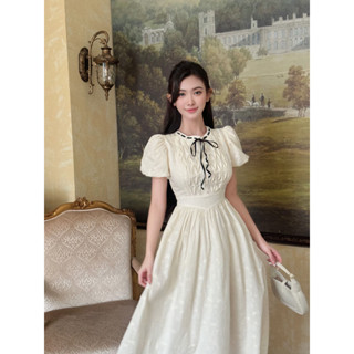 Váy Đầm Dáng Dài Maxi ELYSNIE Hoạ Tiết Nơ Tiểu Thư Charlotte Dress