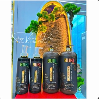Cặp Dầu Gội Xả Collagen Keratin YUKI PLUS 800ML, 2000ML|Giảm Rụng Tóc, Kích Mọc Tóc, Phục Hồi Tóc Hư Tổn|Hàng Chính Hãng
