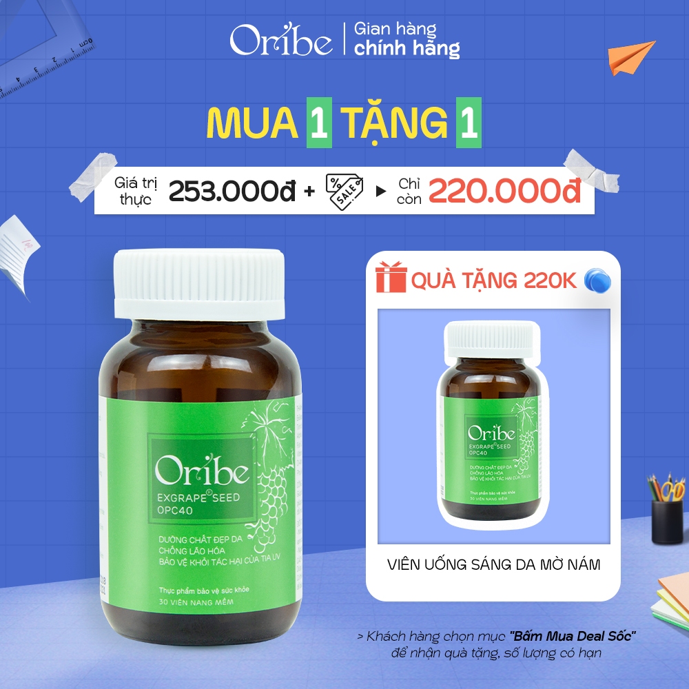 Viên uống trắng da nhau thai cừu Oribe làm mờ thâm nám chống lão hóa và làm đẹp da hộp 30 viên