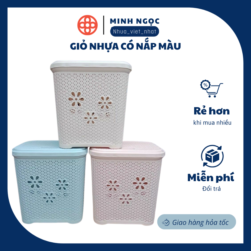 GIỎ NHỰA CÓ NẮP MÀU PETS SIÊU XINH ĐỰNG QUẦN ÁO ĐỒ CHƠI NHỰA VIỆT NHẬT(MS: 5158/5159)- Nhựa Việt Nhật
