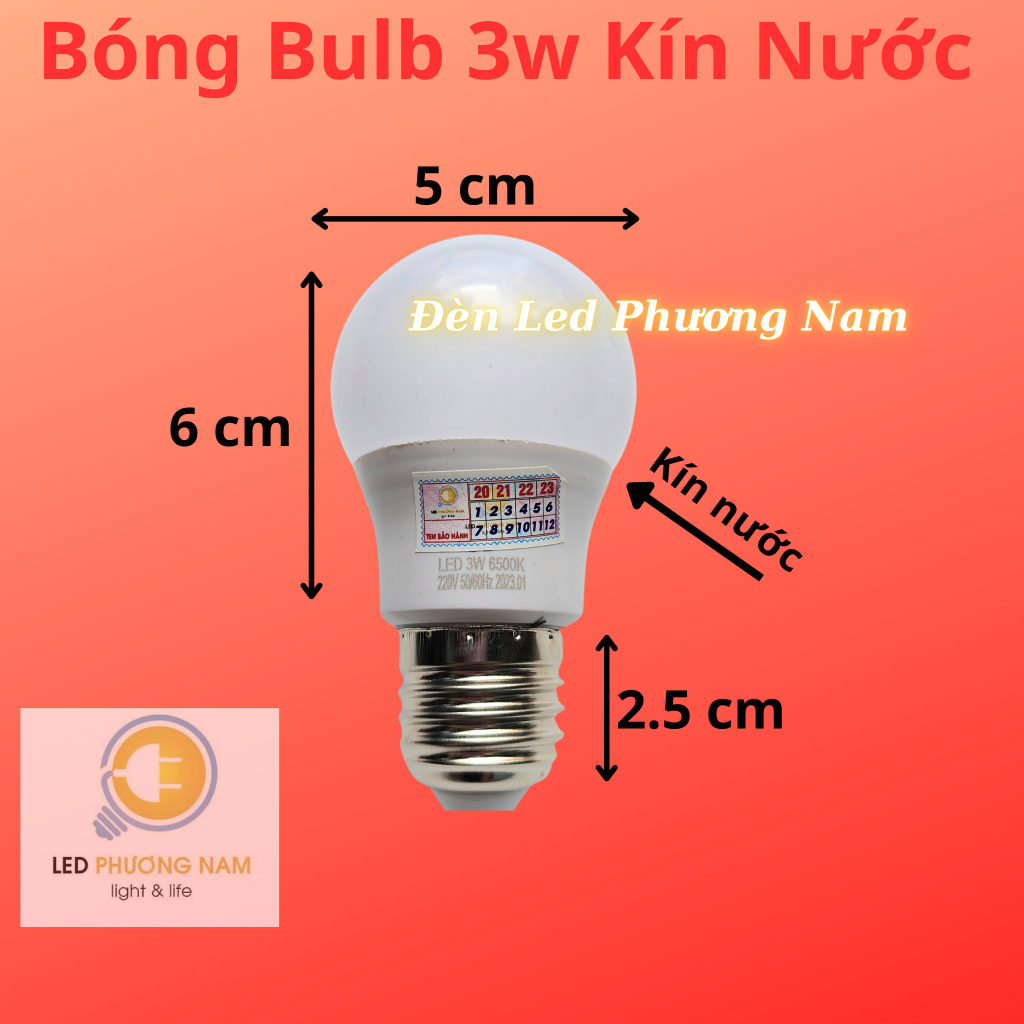 [COMBO 2 ] Bóng led bulb 3w, Chống Nước Trang Trí Ngoài Trời