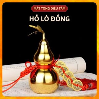 Hồ lô phong thuỷ bằng đồng sức khoẻ trường thọ, hút tài lộc tặng dây xu ngũ đế đồng tâm kết