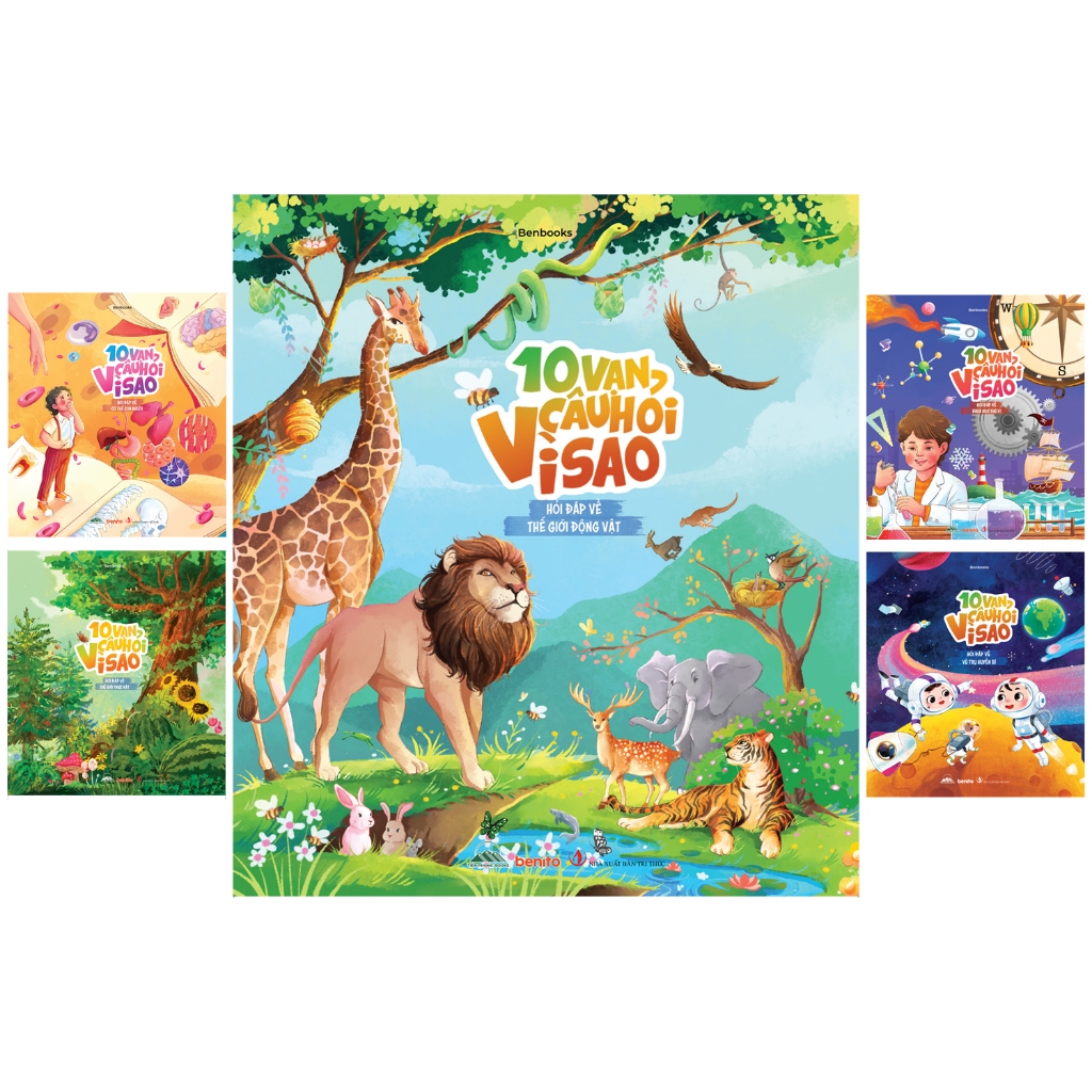Sách - 10 Vạn Câu Hỏi Vì Sao? - Bộ 5 Cuốn In Màu: Động Vật, Thực Vật, Vũ Trụ Huyền Bí, Cơ Thể Người, Khoa Học Thú V