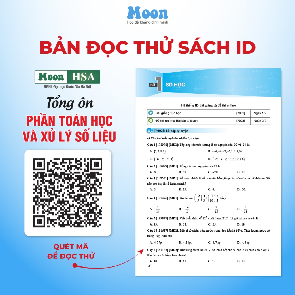 Sách ôn thi đánh giá năng lực đại học quốc giá Hà Nội , đại học quốc gia Hồ Chí Minh 2025- HSA, TSA, VACT | Moonbook | BigBuy360 - bigbuy360.vn