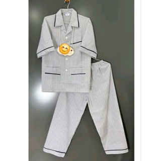 ĐỒ PIJAMA SỌC NAM TAY NGẮN TRUNG NIÊN