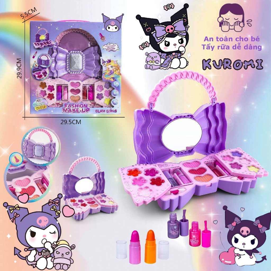 Bộ Đồ Chơi Trang Điểm Sanrio kuromi Tím Melody Cho Bé Gái - Đồ Chơi Trẻ Em Makeup An toàn