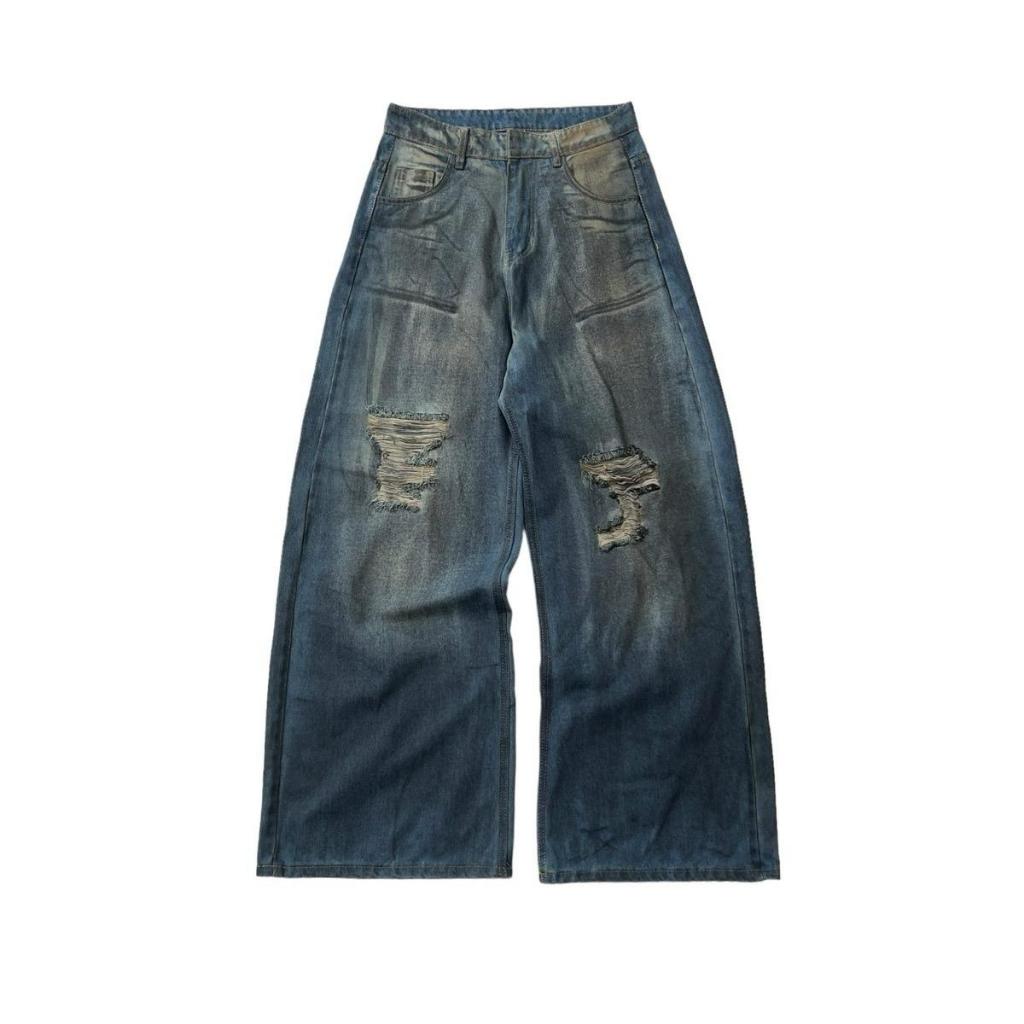 RIPPED WIDE LEG JEANS - Quần jeans rách ống rộng Whose Studio - Kèm dây quần | BigBuy360 - bigbuy360.vn