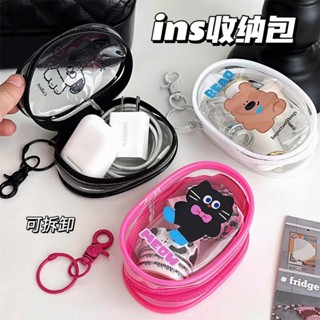 (HÀNG NỘI ĐỊA) Hộp túi tròn pvc, móc khoá ví trong suốt đựng dây cáp sạc, trang sức, phụ kiện, đồ cá nhân cute