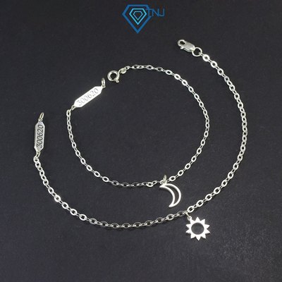 Vòng tay cặp đôi nam nữ bạc hình mặt trăng mặt trời khắc tên theo yêu cầu LTD0058 - Trang Sức TNJ