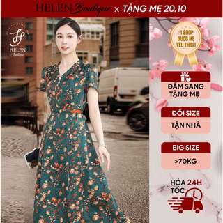 Đầm Suông Dài Tặng Mẹ Đính Ngọc Sang Trọng, Bigsize cỡ lớn, 2 Lớp Lịch Sự, Hoa Cam Quý Phái, Tina Dress - Helen Boutique