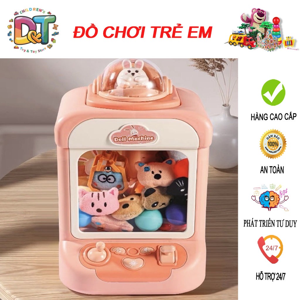 Máy Gắp Thú,Đồ Chơi Gắp Thú Mini Cho Bé Có Hiệu Ứng Nhạc Kèm Thú Bông, Bóng Và Dây Sạc Cho Bé ( gắp 