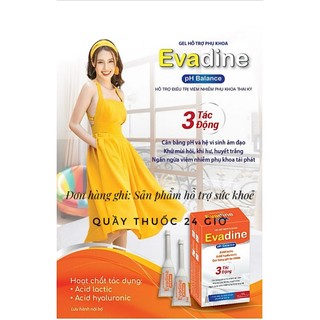 Gel đặt Evadine pH Balance cân bằng pH làm sạch vùng kín cho mẹ bầu hộp 6 tuýp 7ml
