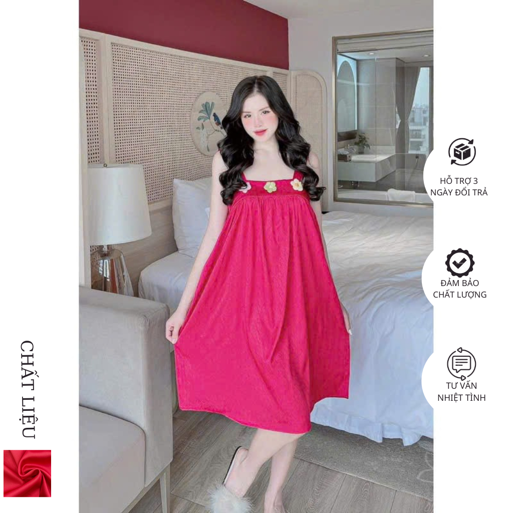 Đầm Ngủ Lụa Sexy,Váy Mặc Nhà Lụa Lantin