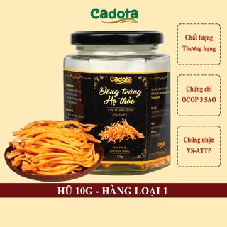 Nấm Đông Trùng Hạ Thảo Sấy Thăng Hoa CADOTA ,Hũ 10Gr Hàng loại 1, Sợi to, thơm, vàng đẹp