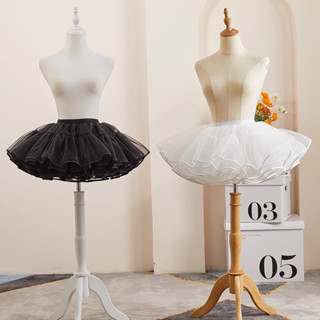 Tùng phồng ngắn 25cm-40cm 2 tầng vải đơn cho Lolita/ cosplay/ jk/ váy thường màu trắng, đen dáng xòe ba lê