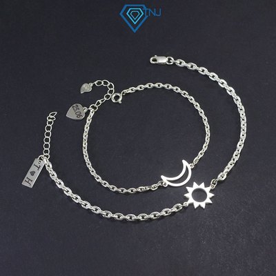 Lắc tay đôi mặt trăng mặt trời khắc tên theo yêu cầu, sản phẩm bạc đôi nam nữ cao cấp sang trọng LTD0059 - Trang Sức TNJ