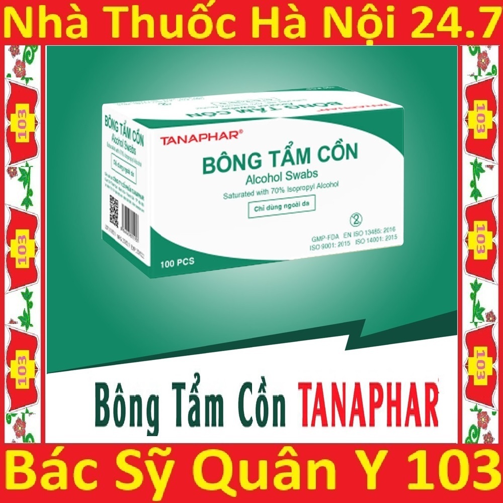 Bông Tẩm Cồn TANAPHAR HỘP 100 Miếng