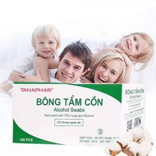 Bông Tẩm Cồn TANAPHAR HỘP 100 Miếng