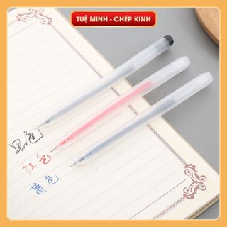 Bút Chép Kinh, Bút Gel Bút Bi Nước Văn Phòng Mực Gel 0.5mm Mực Đều Nét Chữ Đẹp, Không Lem Màu Xanh