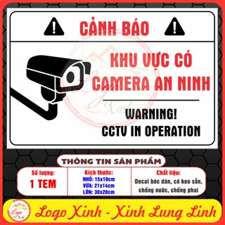   Đ-ĐỎ  Tem Decal Cảnh Báo Khu Vực Có Camera An Ninh Giám Sát CCTV In Operation 24 24,Thông Báo Nơi Có Camera,Chống Nước 