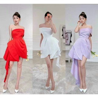 Đầm tiểu thư dự tiệc cưới, đầm nữ dáng dài cúp ngực mix tà sexy cá tính