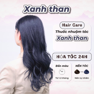 Thuốc nhuộm tóc Xanh, Thuốc nhuộm tóc Xanh Than,  tặng kèm oxy trợ dưỡng và bao tay _ Hair Care
