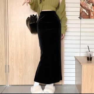 Chân váy nhung, Chân váy suông dài cạp cao có bigsize 40kg-120kg