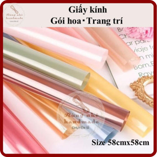  Bóng kính thạch  5 tờ giấy bóng thạch 58cmx58cm nhiều màu dạng pha lê trong suốt làm trang trí gói hoa gói quà 