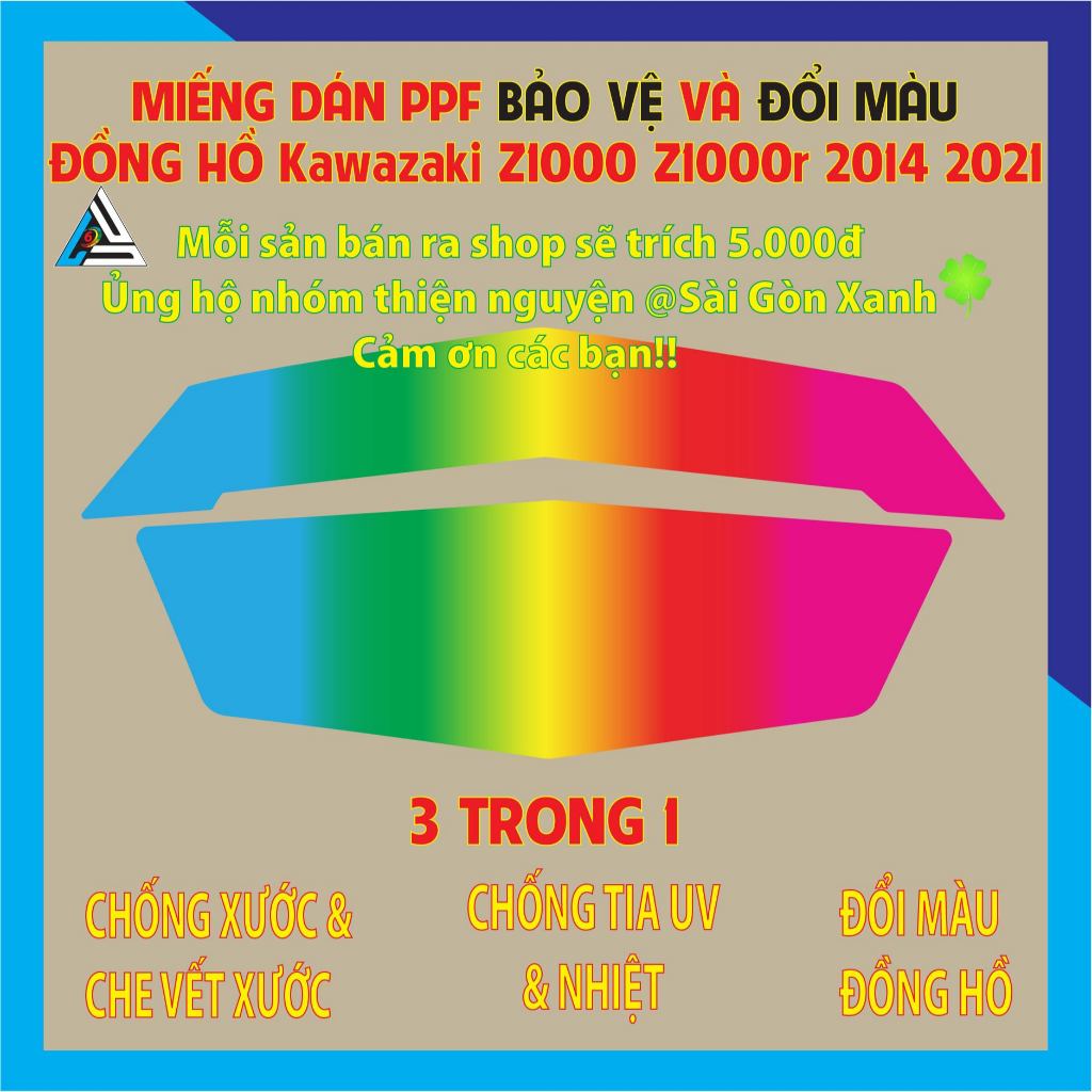 Miếng Dán PPF Đổi Màu Và Bảo Vệ Đồng Hồ Kawazaki Z1000 - LuuMotoShop - Decal, Nhãn Dán