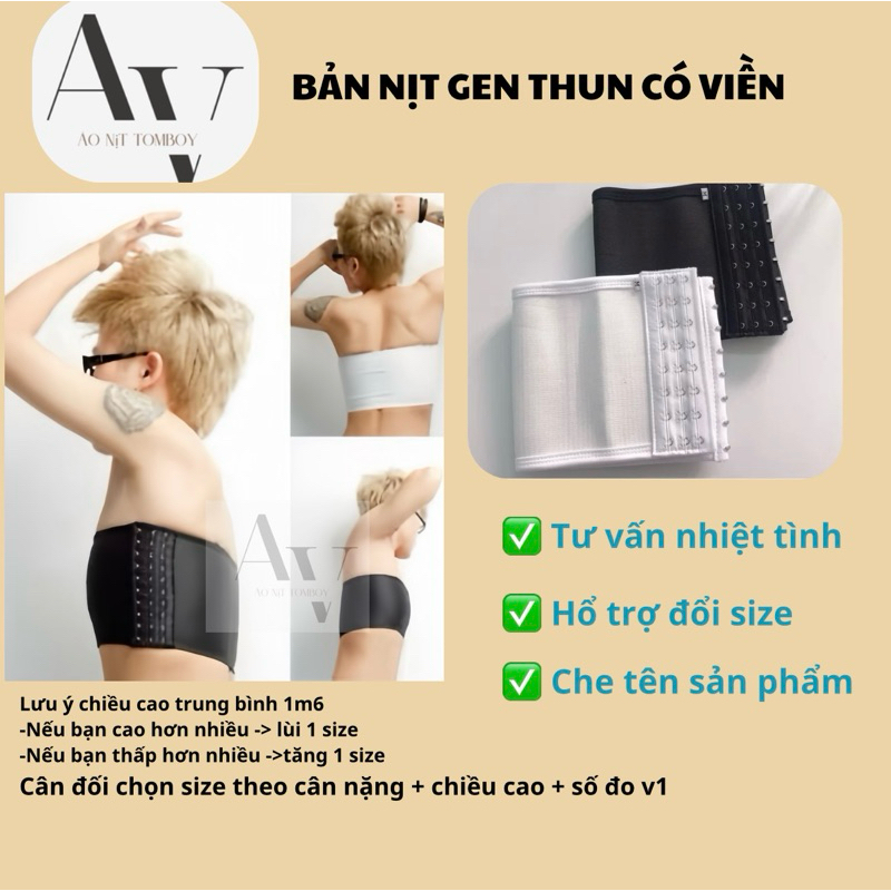 BẢN NỊT TOMBOY(CÓ VIỀN) GEN THUN CAO CẤP 15cm NỊT PHẲNG, BÓ SÁT