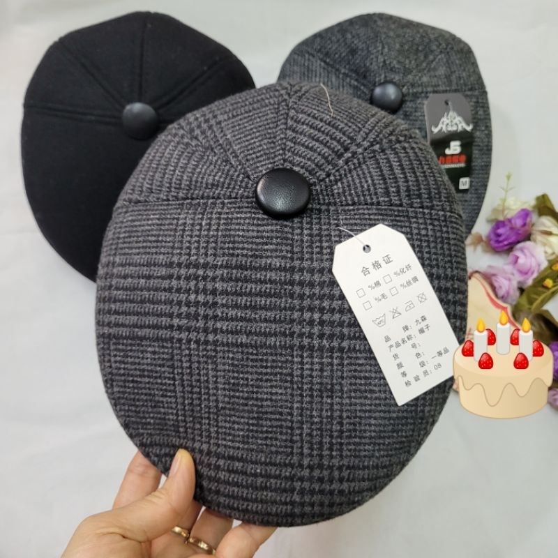 Mũ Beret  mỏ vịt nam  mùa đông cho các ông '" có che tai ấm áp"