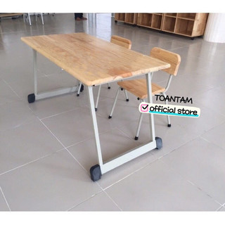 Bàn Gỗ Cao Su Cho Bé Mầm Non Chân Gấp Gọn