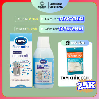 Nước súc miệng HMU Fluor Ortho 250ml cho Chỉnh Nha, Niềng Răng - Được Sáng Chế Bởi Đại Học Y