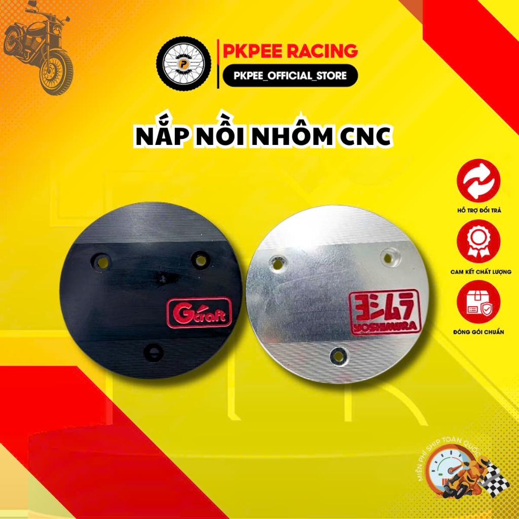 Nắp Nồi Lốc Máy Nhôm CNC Gắn Dream, Wave, Future Led Mẫu Yoshimura, Gcraft,  Phụ Kiện Xe PKPEE