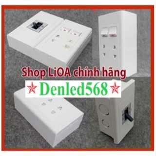 Combo ổ cắm điện LIOA có công tắc đèn hạt vuông và cầu dao chống quá tải (đã bao gồm đế) - LẮP NỔI