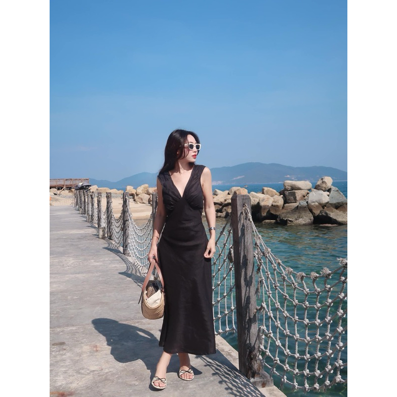 ĐẦM LINEN MINDI DÁNG DÀI CỔ V 2 DÂY BẢN TO XẾP LI SIÊU XINH PHONG CÁCH HÀN QUỐC THANH LỊCH NHẸ NHÀNG ĐỦ SIZE NHIỀU MÀU | BigBuy360 - bigbuy360.vn