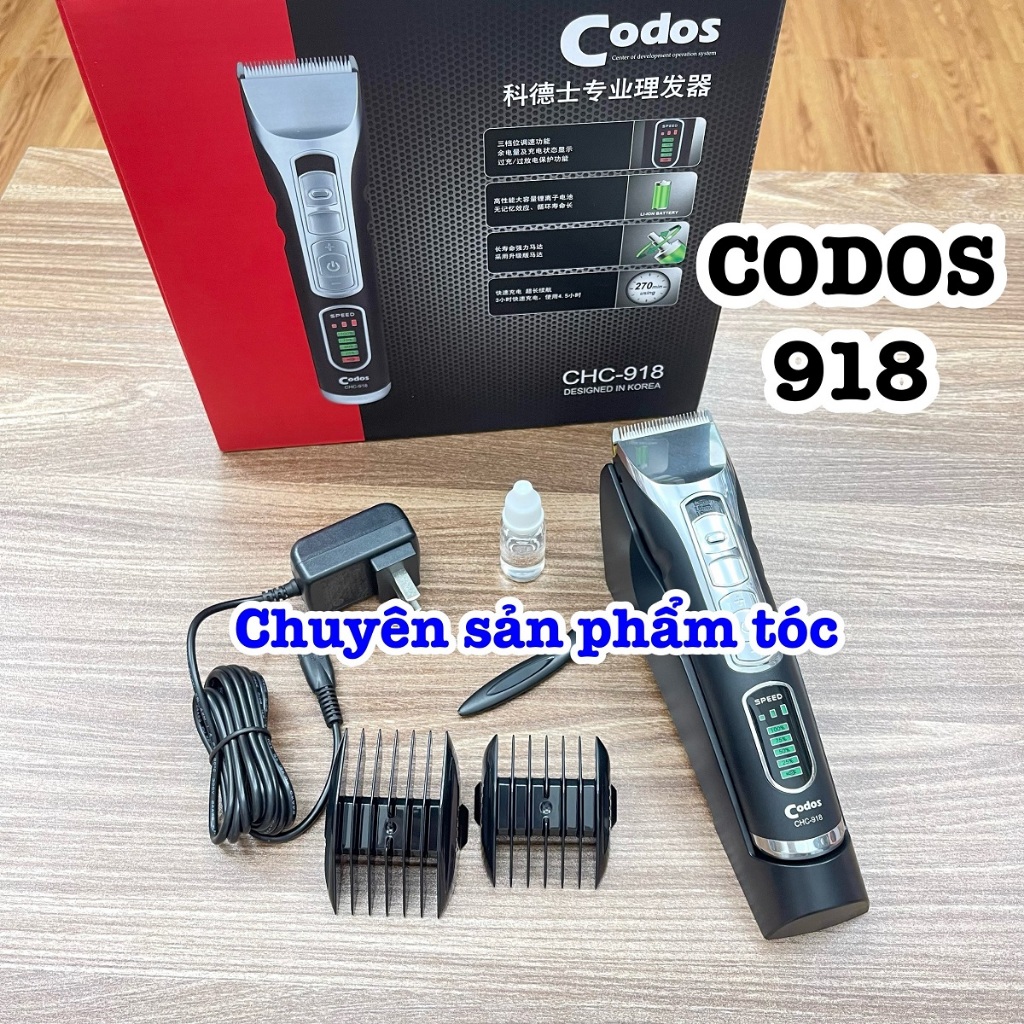✅Codos Tông Đơ Cắt Tóc CHC-918 Chính Hãng Pin Lithium Ion 2600mAh 3 Mức Tốc Độ 7000rmp Dụng Cụ Làm Tóc Cao Cấp