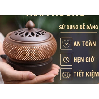 [Freeship] Lư xông trầm điện [HÌNH TRỤ], Lư đốt trầm điện, Lư hương đốt trầm cao cấp - Điều chỉnh
