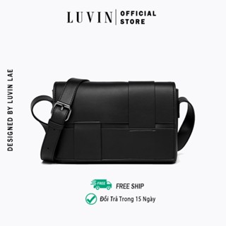 Túi Đeo Chéo Basic Nam Nữ Da PU Xịn LUVIN, Phong Cách Retro Chứa Vừa Điện Thoại, Vật Dụng Hằng Ngày