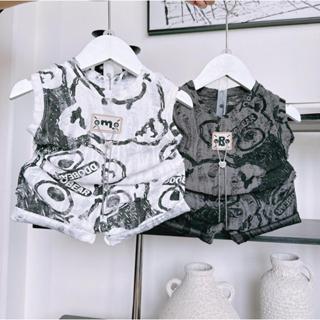 BỘ BA LỖ COTTON XƯỚC GẤU ĐÍNH TAG XÍCH PHONG CÁCH CHO BÉ 8-18KG