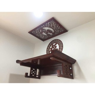 bàn thờ gỗ sồi 81cm kèm chắn khói 41x41cm