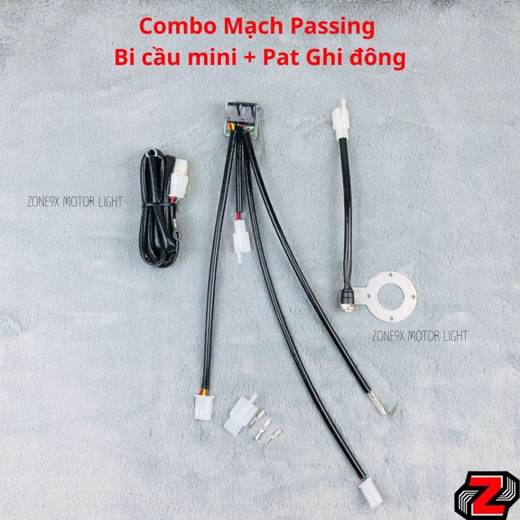 Combo Mạch Passing Bi cầu mini Zone9x + Pat Ghi đông gắn cho mọi dòng xe